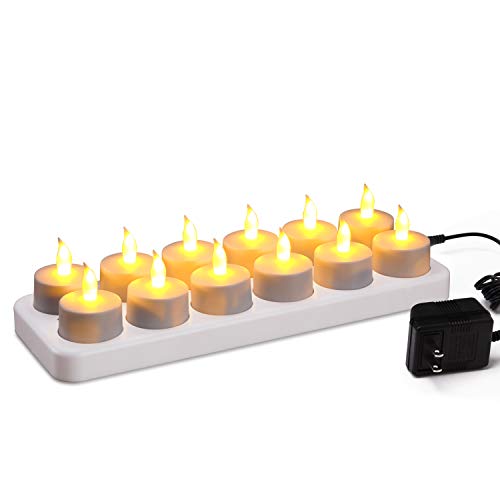 ProSource Rechargeable Tea Light Tealight Candles (No Batteries Necessary) - With Frosted Holder Votives