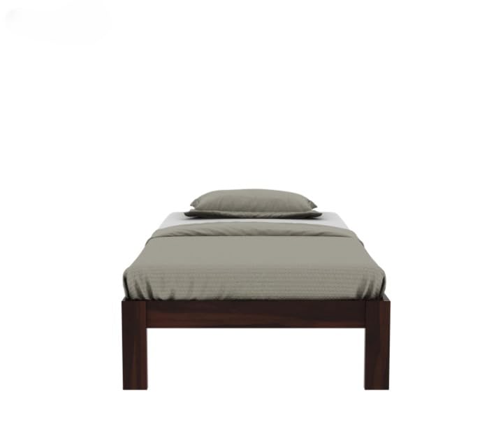 Image of SUNCOM Solid Sheesham Wood Single Bed Without Storage - Single Cot Wooden Palang - Space Saving Single Size Bed for Bedroom (Walnut Finish) Mattress Size: 78x48 Inch