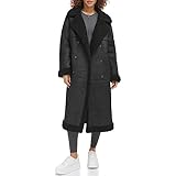 Levi's Women's Faux Shearling Long Coat, Black, Medium