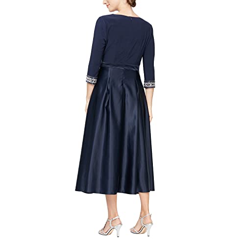 Image of Alex Evenings Women's Satin Ballgown Formal Event Dress with Pockets and Tie Belt (Petite and Regular Sizes)