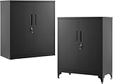 Mehrzweckschrank, Aktenschrank, Büroschrank mit 2 Türen, Schrank abschließbar, Aufbewahrungsschrank aus Stahl, für Arbeitszimmer, Wohnzimmer (Schwarz)