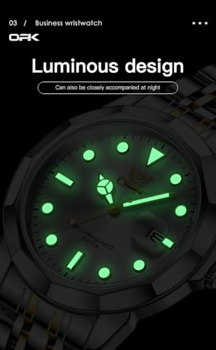 Image of OPK Watches for Men Diamond Roman Analog Mens Watches Waterproof Large Stainless Steel Men Wrist Watch Business Father Gift Watch