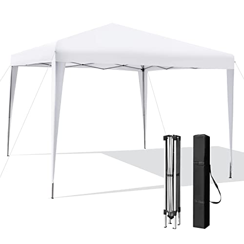 COSTWAY Carpa Plegable 3x3, Cenadores para Jardin Pop Up, Pabellón Altura Ajustable, Bolsa de Transporte, Playa, Camping, Patio (Blanco)