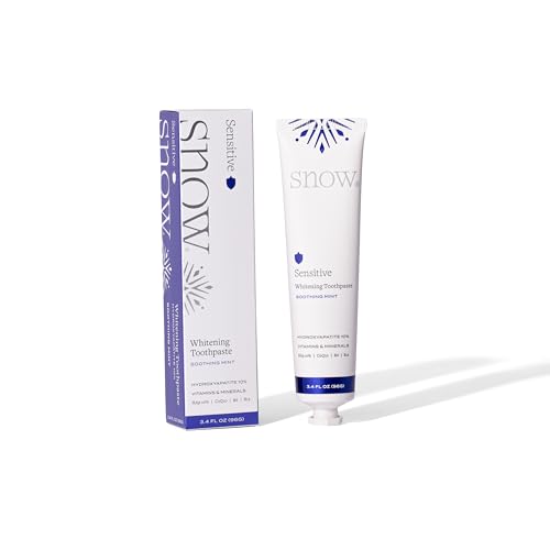 SNOW Sensitive Teeth Whitening Toothpaste | 10% Hydroxyapatite with CoQ10 Vitamins B6 B12 and C | Gentle Daily Formula | Fluoride Free Paraben Free | Soothing Mint | 3.4 oz