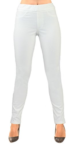 LIOR PARIS Women’s SAGE Tapered Leg Pull on Pant with Enzyme Wash White Denim and Functional Back Pockets2