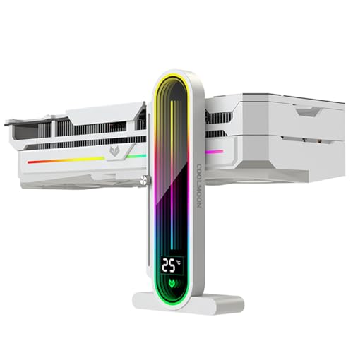 Baotkere Soporte de GPU RGB Ajustable en Altura con Pantalla de Temperatura, Soporte de Tarjeta de Video de 5 V y 3 Pines, Soporte antihundimiento y Base magnética para Tarjetas gráficas de PC