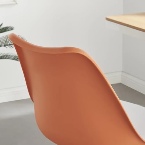 Image of Amazon Brand - Umi Faux Leather Height-Adjustable Modern Revolving Rotary Arm Office Study Desk Chair - Ideal for Spa, Bar, Home - Orange & White Color