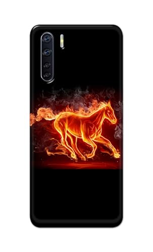 Image of PRINTFIDAA Printed Hard Back Cover Case for Oppo F15 | Oppo F15s | Oppo A91 | Oppo Reno 3 4G Back Cover (Fiery Horse) -112