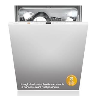 COMFEE' CDWPB1215PB-EU Lave-vaisselle Entièrement Intégré avec 12 Couverts, Lavage Cloud Wash, Séchage Supplémentaire, Lave-vaisselle Encastrable avec Démarrage Différé, Lavage Rapide - Blanc