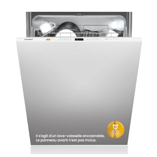 COMFEE' CDWPB1215PB-EU Lave-vaisselle Entièrement Intégré avec 12 Couverts, Lavage Cloud Wash, Séchage Supplémentaire, Lave-vaisselle Encastrable avec Démarrage Différé, Lavage Rapide - Blanc