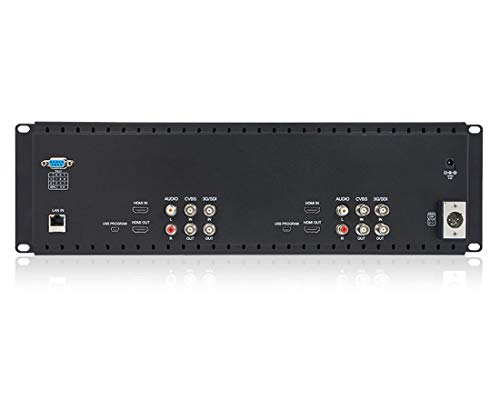 Image of FEELWORLD D71 Plus 3RU Dual 7 inch 3G SDI Broadcast Rack Mount Monitor 1920x1200 HD LCD IPS Screen with 3 Color Tally Light HDMI AV Input Output