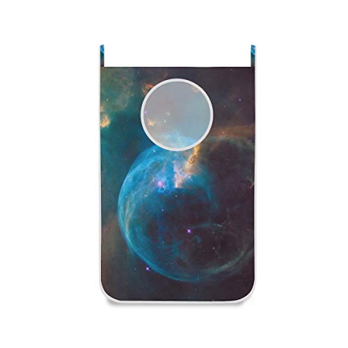 LAZEN 1 Pieza de Ahorro de Espacio con 2 Ganchos de Puerta y 2 PVC con Gancho Adhesivo Impresión Galaxy Digital Wallpaper Papel Tapiz Colgante Bolsa de lavandería Bolsa de Almacenamiento