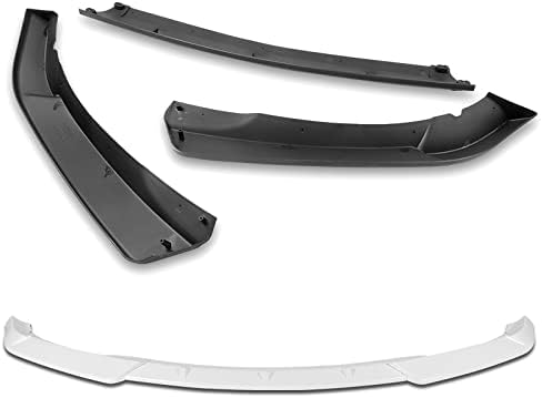 Stay-Tuned, 5PCS ABS STP-Style Front Bumper Lip Spoiler Body Kit + Universal 31" x 4" Side Skirts, Compatible with 2002-2005 BMW (E46) 3-Series Sedan/4DR, Exterior Accessory (Painted White)