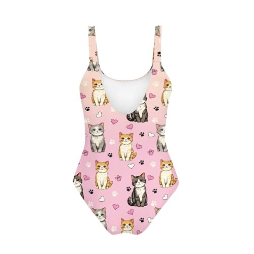 Image of One Piece Bathing Suit for Teen Girls Comfy Crewneck Backless Bathing Suit