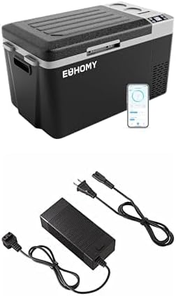 EUHOMY 12 Volt 24QT Portable Refrigerator Bundle with AC Power Cord Adapter for Car Fridge Freezer