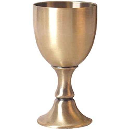 Taganov Small Gold Altar Chalice Cup Brass Goblet Wine Glasses Communion Decoration for Church Cup Pure Copper Ritual Chalice 3.5 OZ