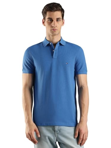 Image of Tommy Hilfiger Solid Regular fit Cotton Polo t-Shirt