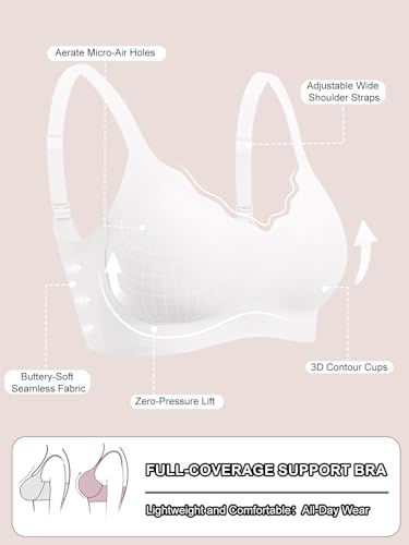 COCOMARTS Jelly Bras for Women No Underwire Seamless Push Up Scalloped Tshirt Bralettes Comfortable Wireless Everyday Bra White Small — view 5