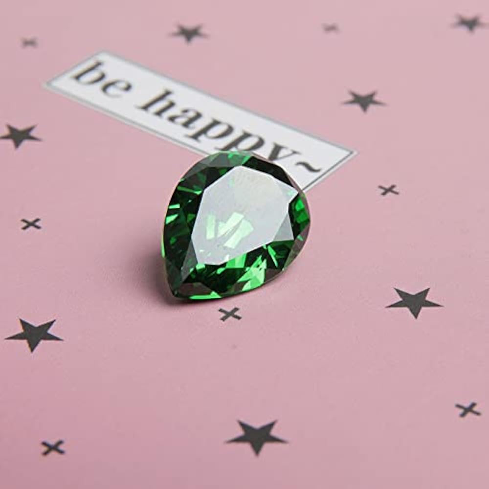 Amazon | Comimark 1個 グリーン ドロップ シェイプ カット エメラルド