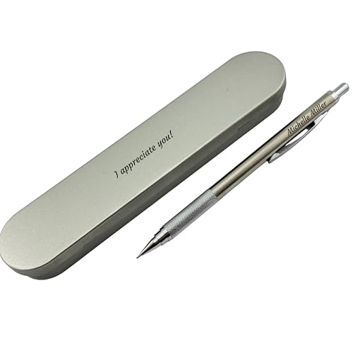 ELMA VADA STUDIO Custom Engraved Mechanical Pencil – Personalized 0.7mm Refillable Drafting Tools – Gift for Architects, Engineers, Students, Designers, Graduation (Chrome Pencil Engraved)