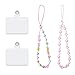 Ciondolo per Telefono con Perline 2PCS con Tether Pad, Seminer Cinturino da Polso con Cordino a Cuore d'amore Ciondolo Portachiavi con Stringa Anti-perso con 2 Pad Durevoli per le Donne Ragazze