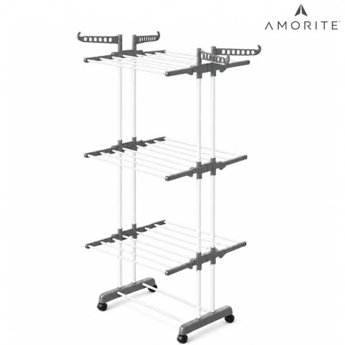 Image of Premium Steel Clothes Drying Stand | 3 Layer Rack with Wheels