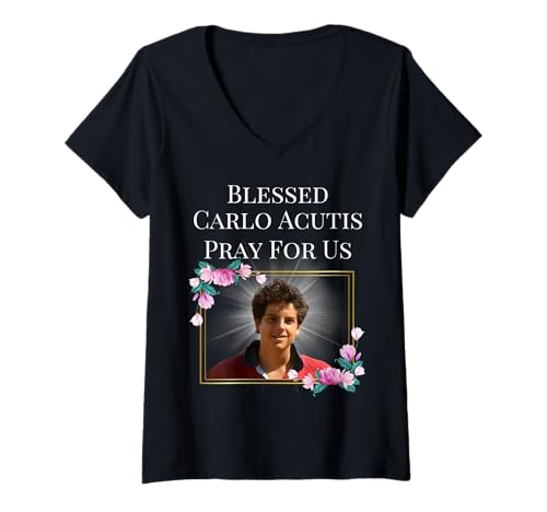 Mujer Camiseta Blessed Carlo Acutis El primer regalo del santo milenario Camiseta Cuello V