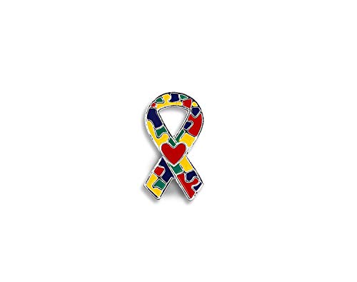 Autism Ribbon Heart Pin - Celebrate Autism Awareness with Our Puzzle Piece Lapel Pin - Support Advocacy and Raise Awareness - Ideal Gift for Supporters and Advocates