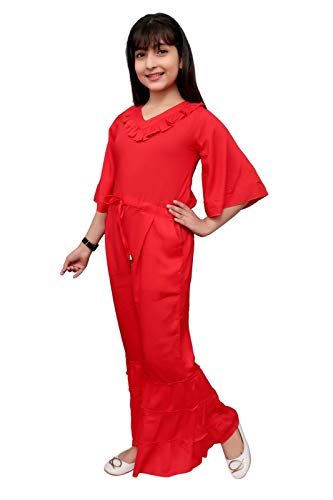 ORIEX Girls Flared Leg Jumpsuit Red 12-13 Years 1