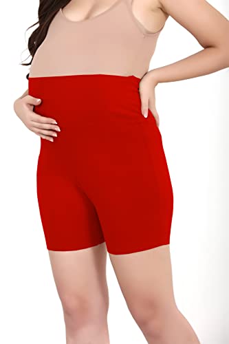 Image of Women's Cotton Maternity Shorts Over The Belly for Pregnant Women for Pre & Post Pregnancy