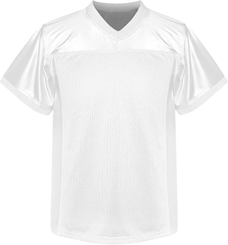 KUAIPAO Blank Football Jerseys Unisex Retro Sports Uniforms Workout Dry-Fit Casual Tops(XL White02)