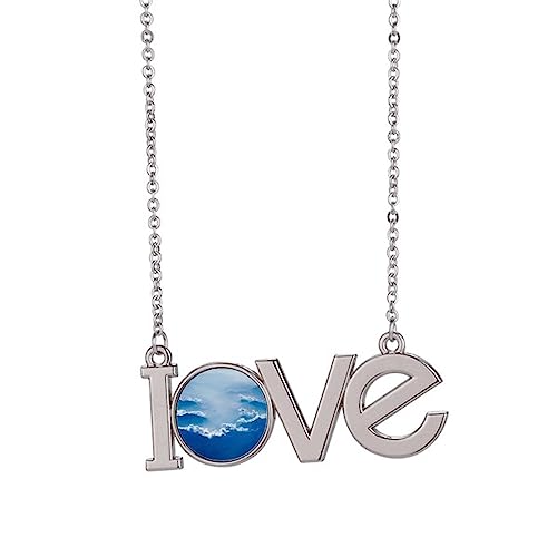 Collier nuages blancs gris ciel brouillard taille M pendentif