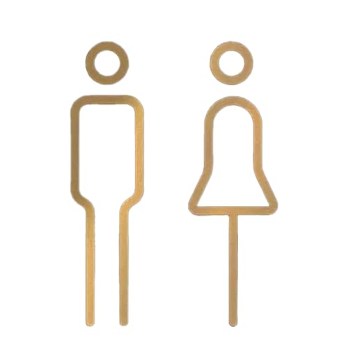 YAPKOLV Símbolo para Señalización de Baño Adhesivo Acrílico, Señales Baño, Signo Mujer Hombre, Placa Puerta WC, Cartel Baño y Aseos, Pack Señales de Aseo (Dorado)