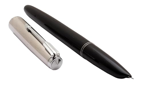 Image of Hero Pen Original Fountain Pen | Aerometric Fountain Pen with Extra Fine Nib Stainless Steel Cap Black Pen for Student and Hero 616 Doctor Model - Black