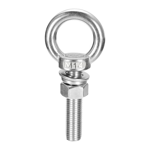 Image of uxcell Lifting Eye Bolt, 1 Set M14 x 70mm Eye Bolt with Nut Washer 304 Stainless Steel Shoulder Lifting Ring Eye Bolt for Hanging Item