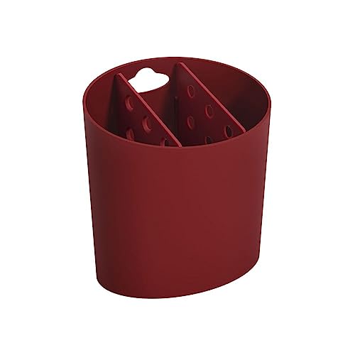 Escorredor de Talheres Oval Basic, 13,8 x 10,5 x 14,4 cm, Vermelho Bold, Coza, 10840-0465