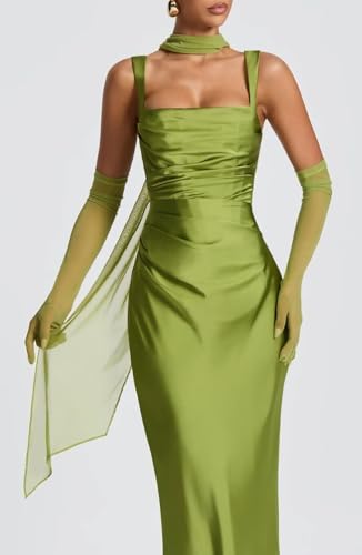 Bridesmaid Dresses for Wedding 2025 Pleated Satin Formal Dress with Slit for Women2