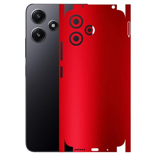 Image of AtOdds - Full Body Back Screen Guard Protector Film - Lamination Wrap Skin Sticker Compatible with REDMI 12 (5G) | Scratchproof Matte Finish (Design - Metalic Red)