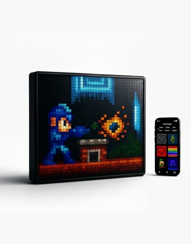 Image of APEX Pixel Display 64X64 LED Frame Smart Pixel Art Clock | App Controlled Animation Display, Music Visualizer, Retro Gaming Decor | Desk & Wall Mount | Aesthetic LED for Gaming Room