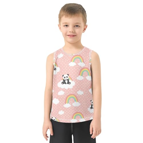 J JOYSAY Cartoon Panda Dots Pink Boys Tank Top Sleeveless Muscle Shirts Quick Dry Workout Active Sport Kids T-Shirts 3-15T2