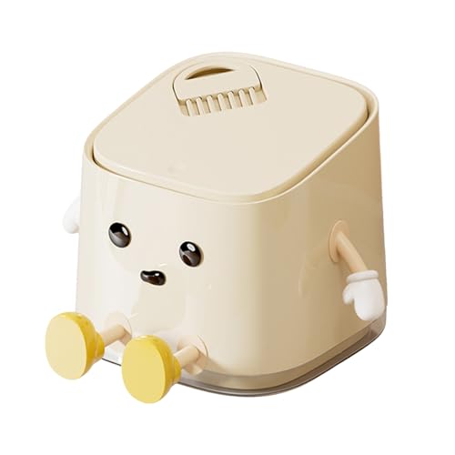 Genérico Papelera Pequeña Para Escritorio - Cubo De Basura Para Encimera,Con Tapa Antiolores, Apertura Con Pulsador y Diseño Compacto Para Baño, Cocina y Coche