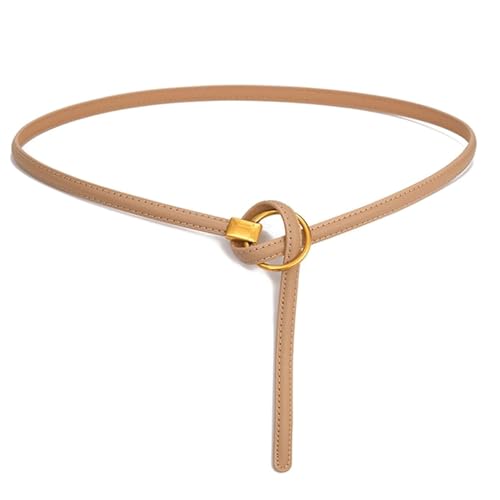 Belts for women, Waist Belt Women's Waist Belts Cowhide Small Thin Belts Circular Tie Dress Vintage Casual Belt Decorative(Beige)