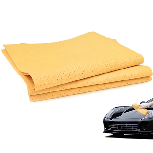 3PCS Premium Perforated Synthetic Chamois Leathers for Cars,30x40cm Ultra-Absorbent Shammy Leather Car Drying Cloth，Durable, Streak-Free, Fast Drying，Machine Washable for Car Windows Cleaning&Washing