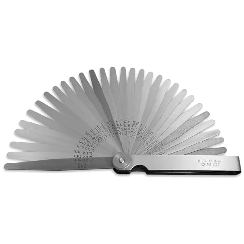 Image of Feeler Gauge Set | Stainless Steel Thickness Gauges for Measuring Gap Width or Thickness (4 inch INCH LONG (0.03 TO 1.00MM, 26 BLADES))