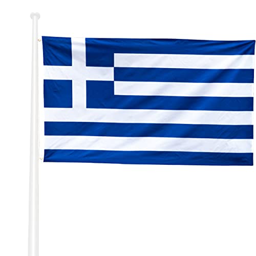 Klikil Drapeau Grèce renforcés - Drapeaux de la Grèce -Tissu d'extérieur résistant aux intempéries 150x90 cm avec 2 œillets métalliques- Greece Flag décorations de jardin Cover
