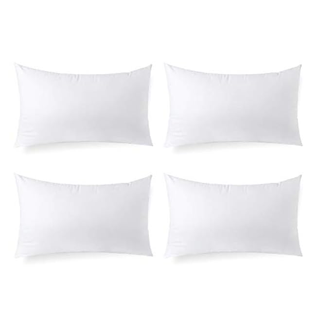 4 Packs 12 x 20 Pillow Inserts, Hypoallergenic Lumbar Cushion Pillow Filler, Decorative Couch Pillows Stuffer 12 x 20 inches