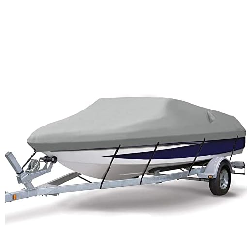 Ogrmar Heavy Duty Trailerable Waterproof Boat Cover with 2 Air Vent Marine Grade Polyester Boat Cover Fits V-Hull,Fishing Boat,Tri-Hull, Bass Boats,Pro-Style Cover (17FT-19FT)