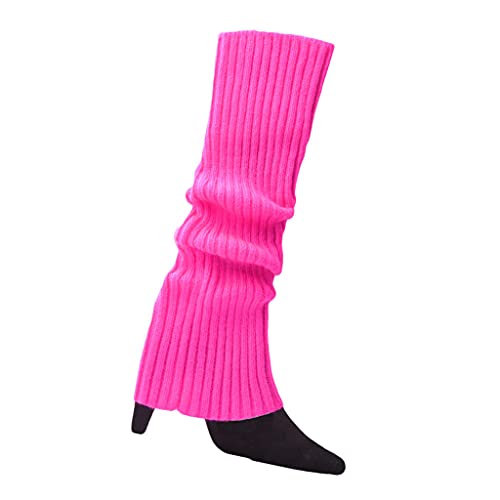 Image of Women 80s Fluorescent Colored Knit Leg Warmers Ribbed Footless Socks Stockings Halloween Dance Party Accessories