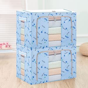 Image of Storage Box for clothes Cloth storage box wardrobe organizers (66 LTR Pack of 2, Skyblue)