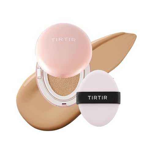 TIRTIR Mask All-Cover Cushion Foundation | Full coverage, Skin fit, Satin Glow Finish | Korean Cushion Foundation #27N CAMEL | 4.5g